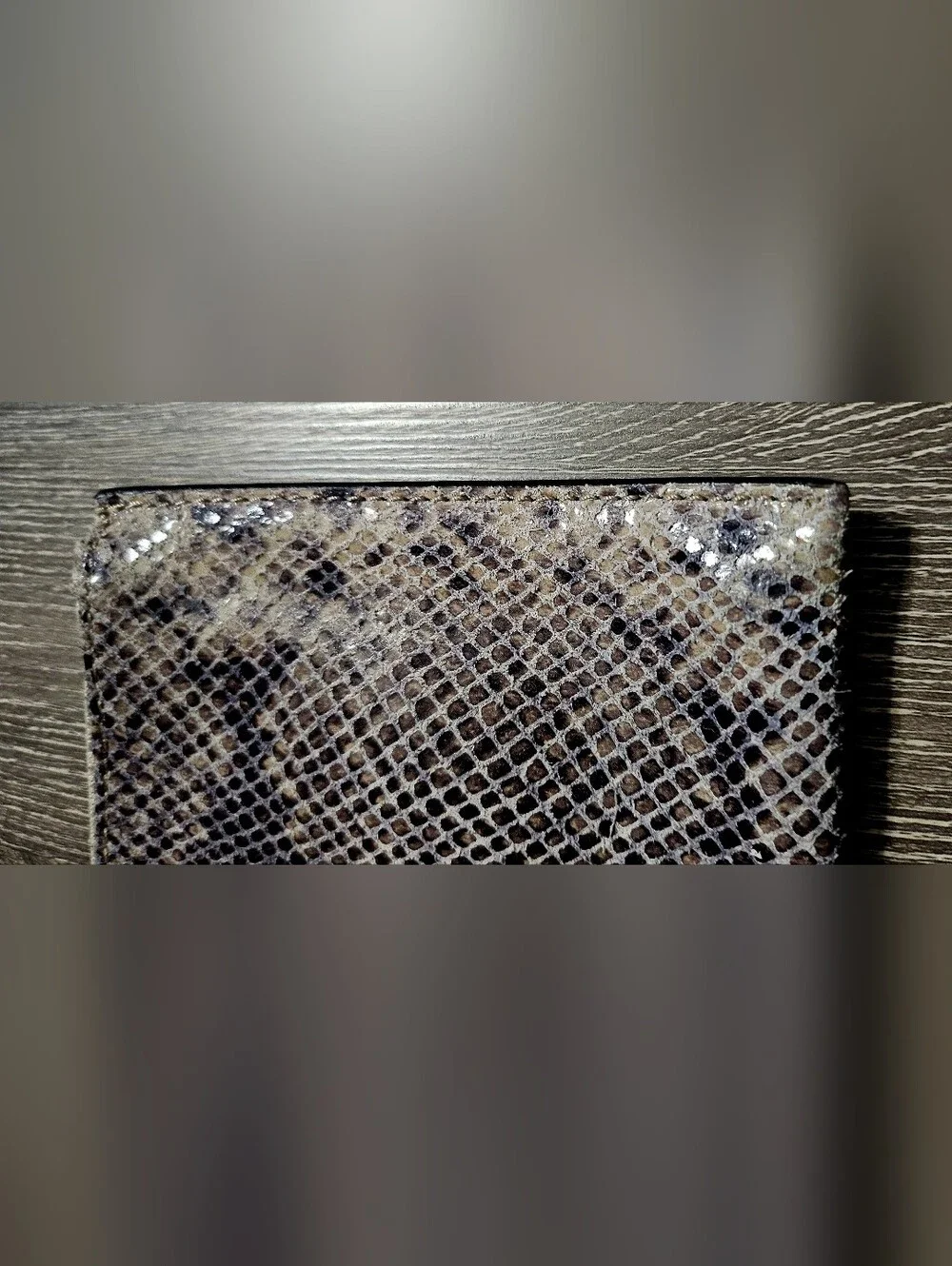 Authentic Michael Kors Snakeskin Large Wristlet Wallet with gold logo